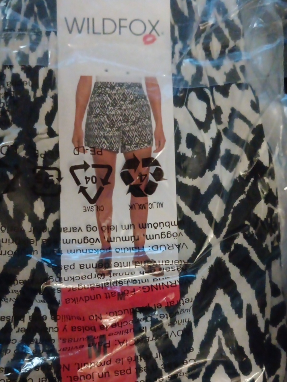 Wildfox Black and White Patterned Women's Shorts Size Womans Medium